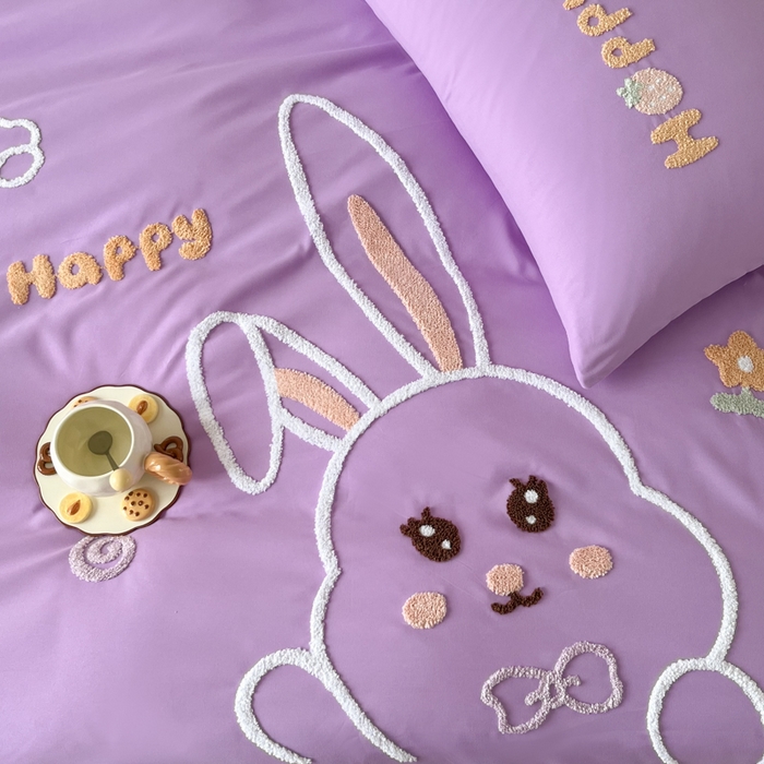 91家纺网 家纺一手货源 找家纺 言熙居家纺 2024新款加厚磨毛110克亲肤棉四件套 炫丽紫