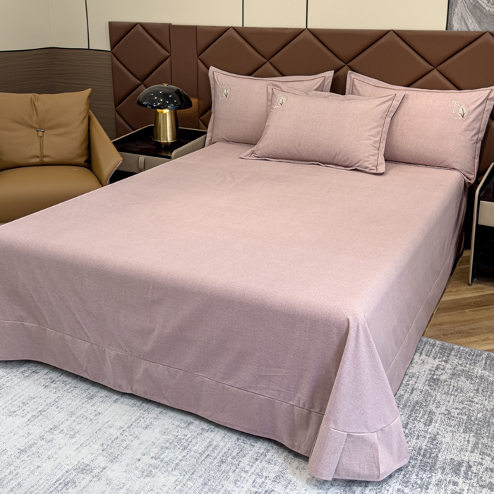 91家纺网 家纺一手货源 找家纺 U品汇 2024新品生态加厚长绒棉纯棉绣花全棉磨毛刺绣四件套宽边款直播 漫步梧桐-红棕