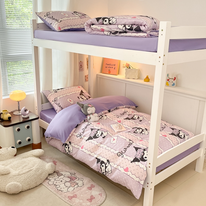 91家纺网 家纺一手货源 找家纺 2024新款三丽鸥授权全棉少女印花系列学生三件套四件套 棉三丽鸥-元气库洛米