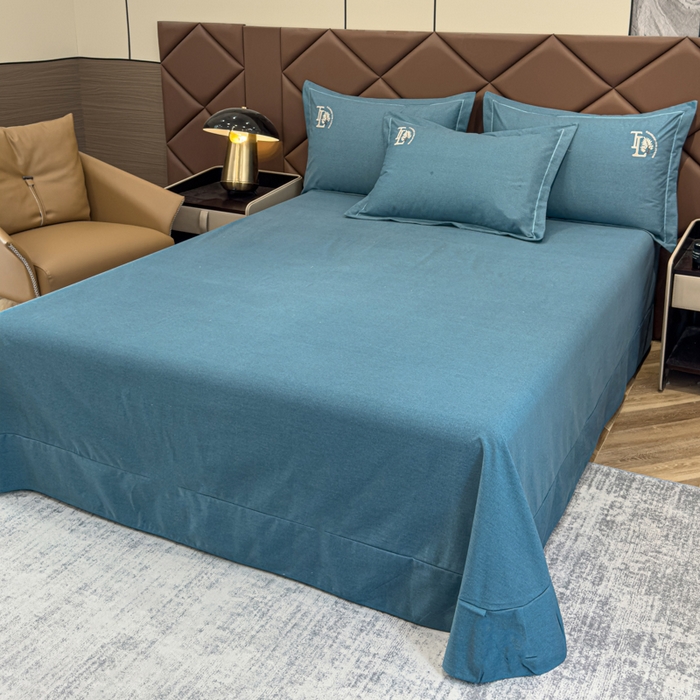 91家纺网 家纺一手货源 找家纺 U品汇 2024新品生态加厚长绒棉纯棉绣花全棉磨毛刺绣四件套宽边款直播 漫步梧桐-兰