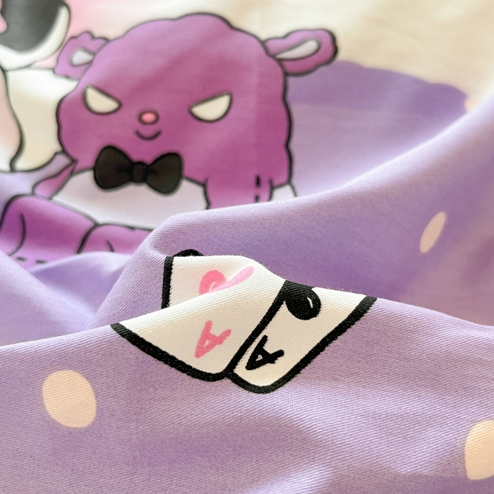 91家纺网 家纺一手货源 找家纺 2024新款三丽鸥授权全棉少女印花系列学生三件套四件套 棉三丽鸥-美梦库洛米