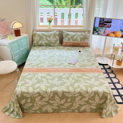 莱米家纺 2024新款全棉磨毛单床单 叶语倾城