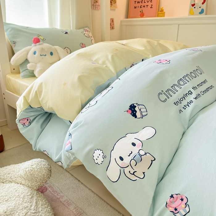 91家纺网 家纺一手货源 找家纺 2024新款三丽鸥授权全棉少女印花系列学生三件套四件套 棉三丽鸥-甜点大耳狗