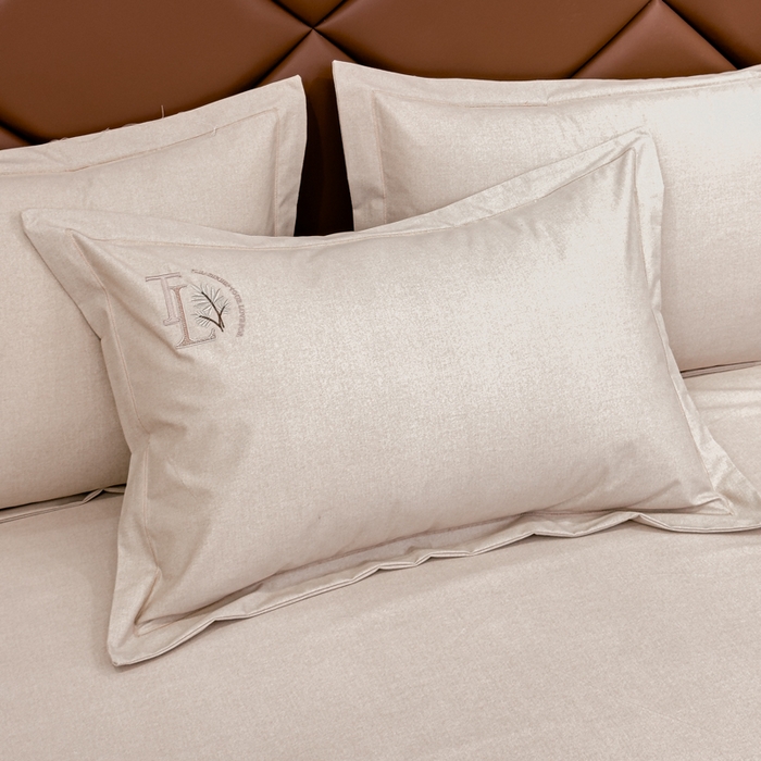 91家纺网 家纺一手货源 找家纺 U品汇 2024新品生态加厚长绒棉纯棉绣花全棉磨毛刺绣四件套宽边款直播 漫步梧桐-米棕