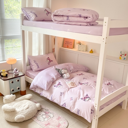 91家纺网 家纺一手货源 找家纺 2024新款三丽鸥授权全棉少女印花系列学生三件套四件套 棉三丽鸥-蝴蝶库洛米