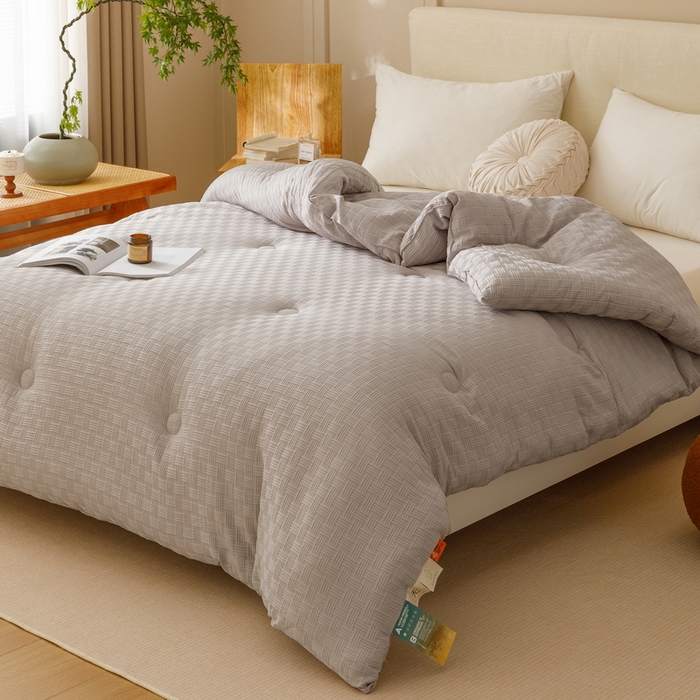 91家纺网 家纺一手货源 找家纺 卡派 2024新款水洗华夫格大豆纤维被绅士灰