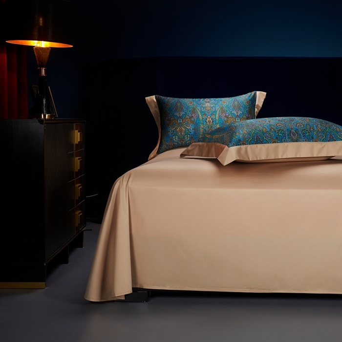 91家纺网 家纺一手货源 找家纺 缔缦 2024新款高端100s数码印花四件套长绒棉四件套全棉四件套佩斯利 香榭丽