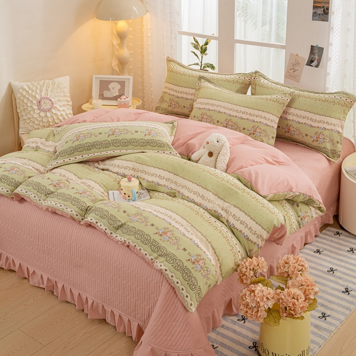 91家纺网 家纺一手货源 找家纺 梦莱斯 2024新款A类提花针织棉床盖四件套 复苏