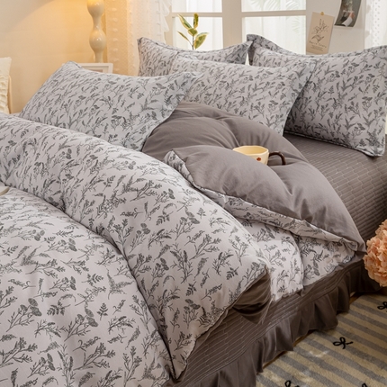 91家纺网 家纺一手货源 找家纺 梦莱斯 2024新款A类提花针织棉床盖四件套 莫吉