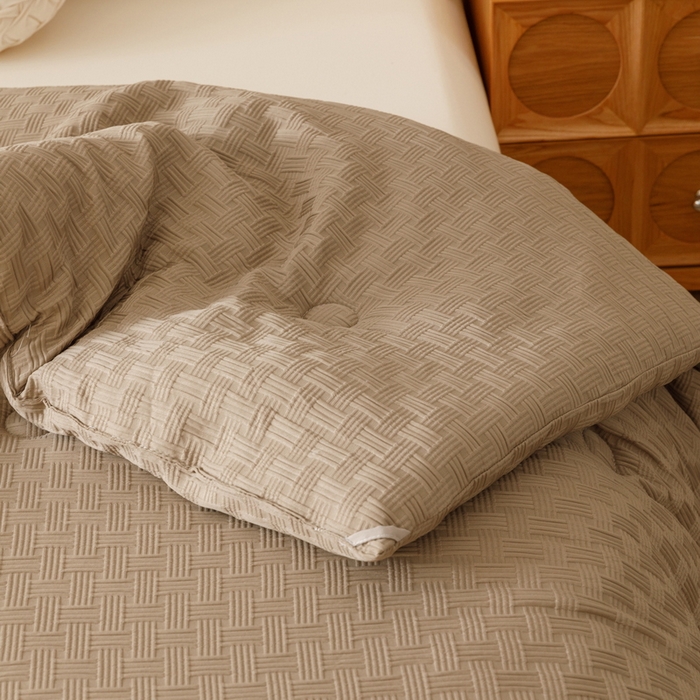 91家纺网 家纺一手货源 找家纺 迪乐妮家居 2024新款水洗华夫格大豆纤维被 卡其