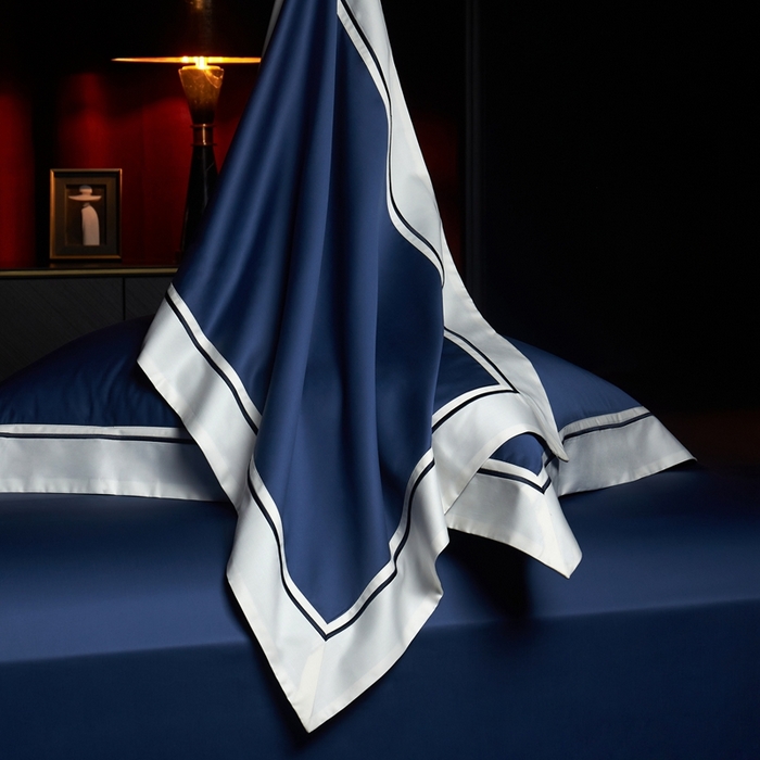 91家纺网 家纺一手货源 找家纺 缔缦 2024新款定织新布种S120高支高密长绒棉四件套全棉四件套黛安娜 宾利蓝