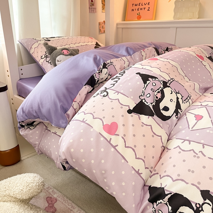 91家纺网 家纺一手货源 找家纺 2024新款三丽鸥授权全棉少女印花系列学生三件套四件套 棉三丽鸥-元气库洛米