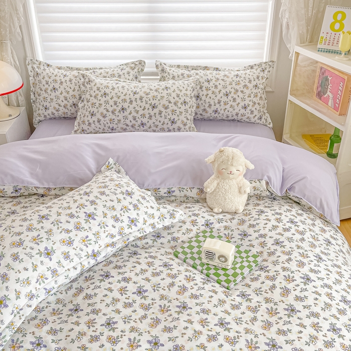 91家纺网 家纺一手货源 找家纺 楠沐家纺 （套件）2025新款亲肤芦荟棉美棉磨毛印花四件套(第二批) 紫薰