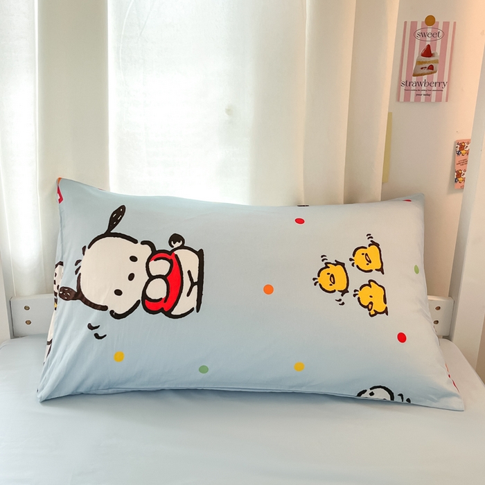 91家纺网 家纺一手货源 找家纺 2024新款三丽鸥授权全棉少女印花系列学生三件套四件套 棉三丽鸥-活力帕恰狗