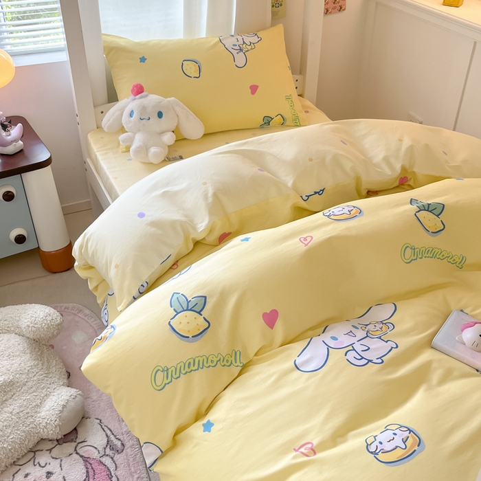 91家纺网 家纺一手货源 找家纺 2024新款三丽鸥授权全棉少女印花系列学生三件套四件套 棉三丽鸥-柠檬大耳狗