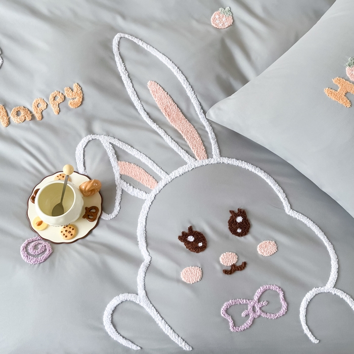 91家纺网 家纺一手货源 找家纺 言熙居家纺 2024新款加厚磨毛110克亲肤棉四件套 淡雅灰