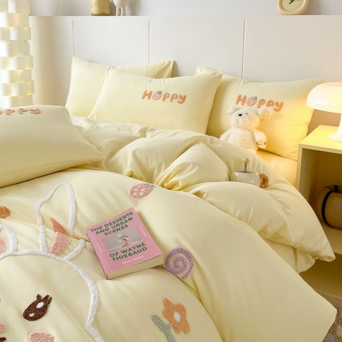 91家纺网 家纺一手货源 找家纺 言熙居家纺 2024新款加厚磨毛110克亲肤棉四件套 淡米黄