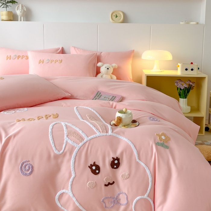 91家纺网 家纺一手货源 找家纺 言熙居家纺 2024新款加厚磨毛110克亲肤棉四件套 西瓜粉