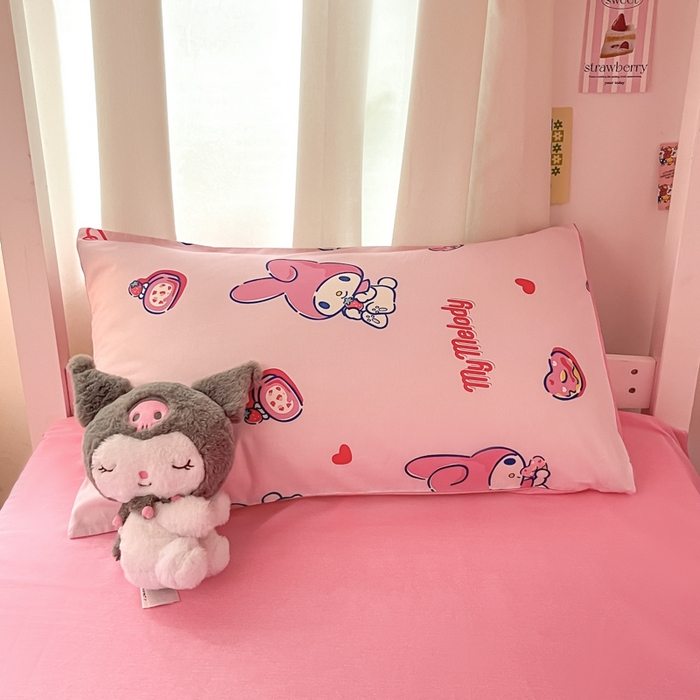 91家纺网 家纺一手货源 找家纺 2024新款三丽鸥授权全棉少女印花系列学生三件套四件套 棉三丽鸥-甜甜圈美乐蒂