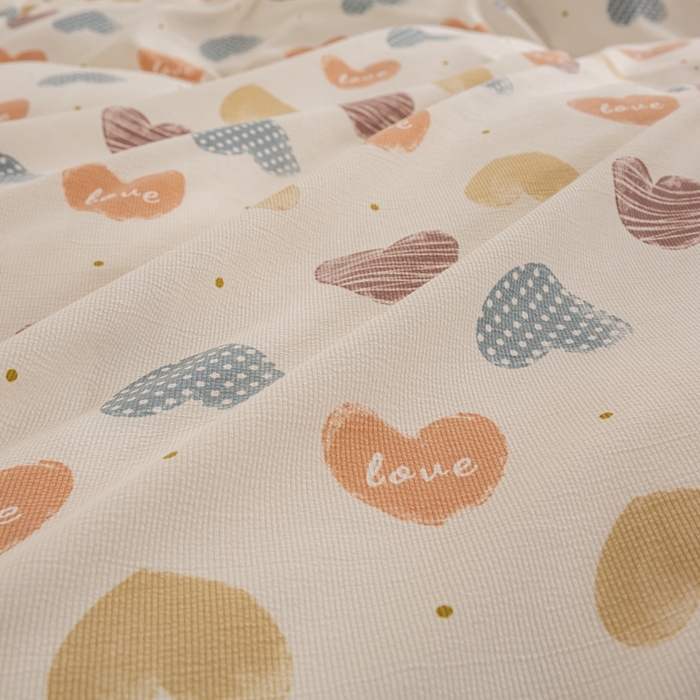 91家纺网 家纺一手货源 找家纺 梦莱斯 2024新款A类提花针织棉床盖四件套 比心