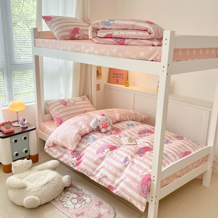 91家纺网 家纺一手货源 找家纺 2024新款三丽鸥授权全棉少女印花系列学生三件套四件套 棉三丽鸥-甜甜美乐蒂