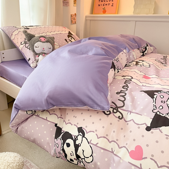 91家纺网 家纺一手货源 找家纺 2024新款三丽鸥授权全棉少女印花系列学生三件套四件套 棉三丽鸥-元气库洛米