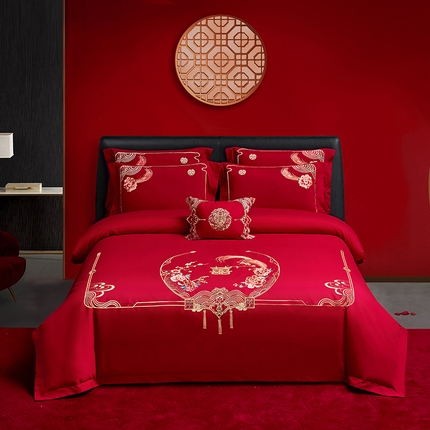 张公子婚庆馆 2025新款全棉40s喷气四件套婚庆系列 缘来是你-床单款