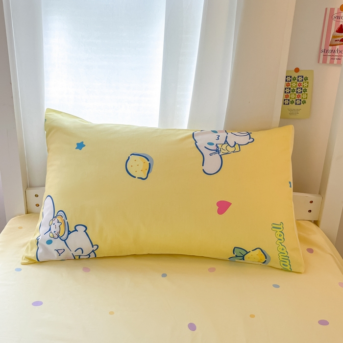 91家纺网 家纺一手货源 找家纺 2024新款三丽鸥授权全棉少女印花系列学生三件套四件套 棉三丽鸥-柠檬大耳狗