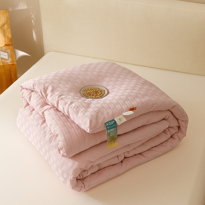 91家纺网 家纺一手货源 找家纺 卡派 2024新款水洗华夫格大豆纤维被玉色