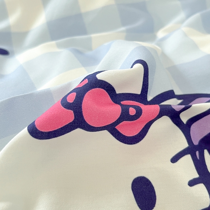 91家纺网 家纺一手货源 找家纺 2024新款三丽鸥授权全棉少女印花系列学生三件套四件套 棉三丽鸥-幸运星kitty