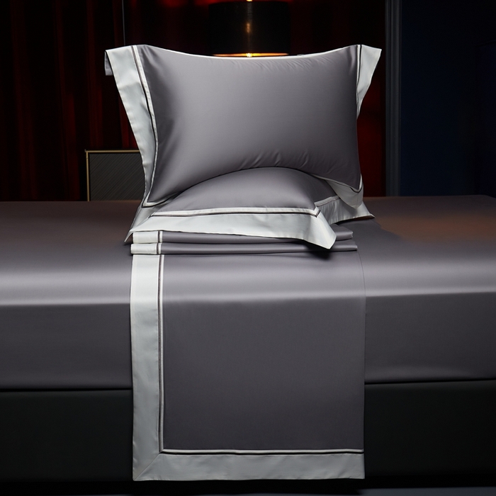 91家纺网 家纺一手货源 找家纺 缔缦 2024新款定织新布种S120高支高密长绒棉四件套全棉四件套黛安娜 时尚灰