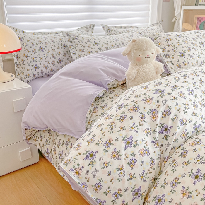 91家纺网 家纺一手货源 找家纺 楠沐家纺 2025年新款亲肤水洗棉芦荟棉磨毛单被套（第二批） 紫薰