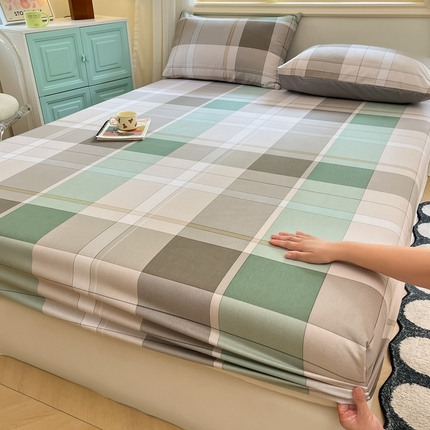 91家纺网 家纺一手货源 找家纺 莱米家纺 2024新款全棉磨毛单床笠 格兰特