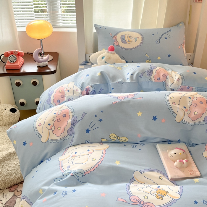 91家纺网 家纺一手货源 找家纺 2024新款三丽鸥授权全棉少女印花系列学生三件套四件套 棉三丽鸥-玉桂狗