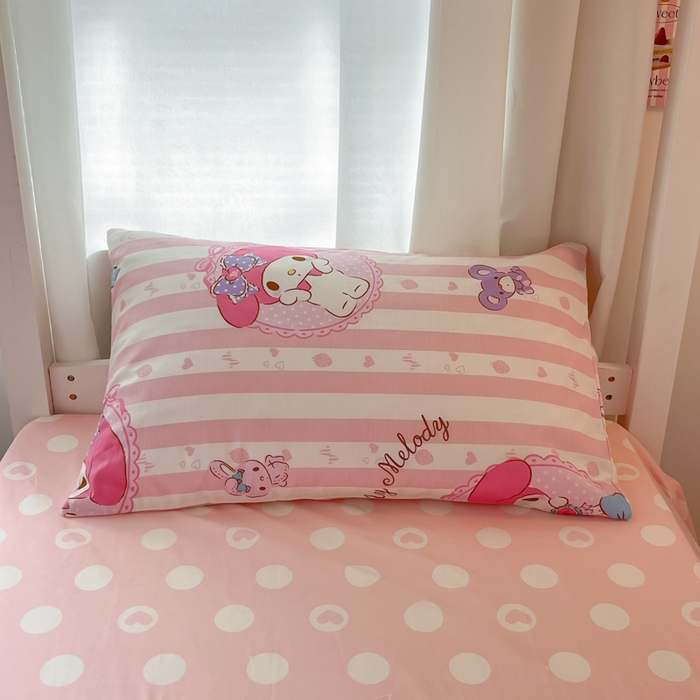 91家纺网 家纺一手货源 找家纺 2024新款三丽鸥授权全棉少女印花系列学生三件套四件套 棉三丽鸥-甜甜美乐蒂