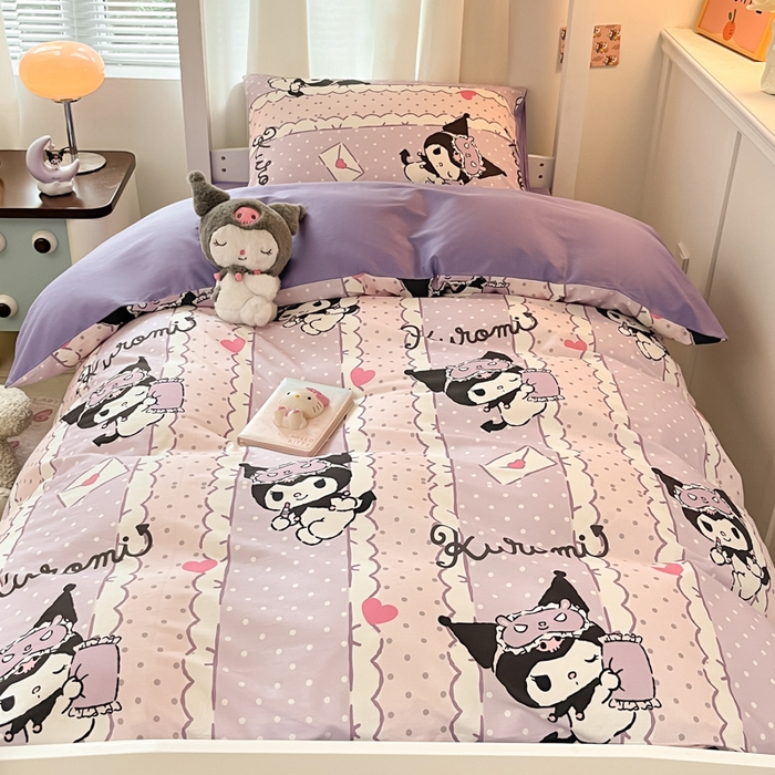 91家纺网 家纺一手货源 找家纺 2024新款三丽鸥授权全棉少女印花系列学生三件套四件套 棉三丽鸥-元气库洛米