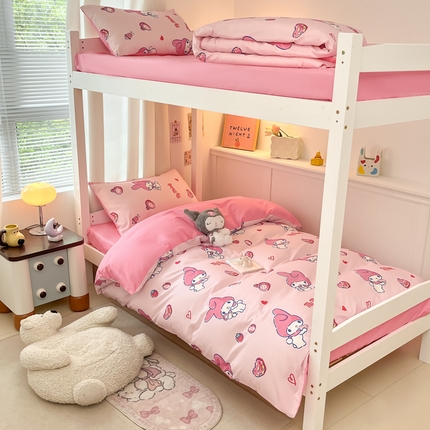 2024新款三丽鸥授权全棉少女印花系列学生三件套四件套 棉三丽鸥-甜甜圈美乐蒂