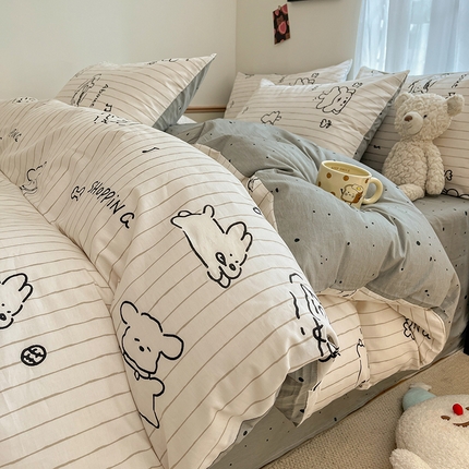 桃子家居  2024新款纯棉小清新卡通少女13372系列四件套 棉-新嗨皮狗