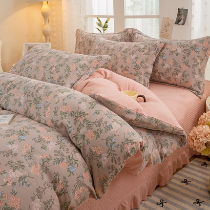 91家纺网 家纺一手货源 找家纺 梦莱斯 2024新款A类提花针织棉床盖四件套 玉隐