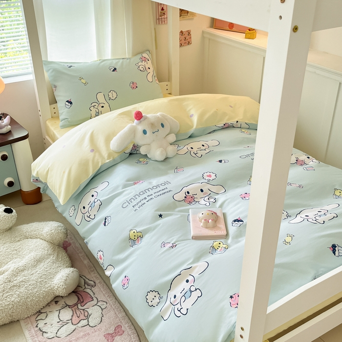 91家纺网 家纺一手货源 找家纺 2024新款三丽鸥授权全棉少女印花系列学生三件套四件套 棉三丽鸥-甜点大耳狗