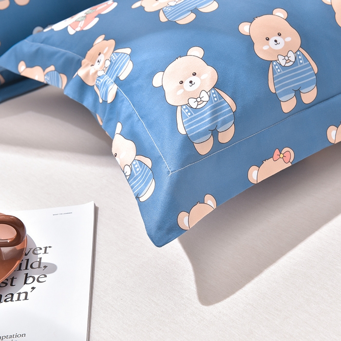 91家纺网 家纺一手货源 找家纺 圣楚家纺 2024新款亲肤枕套+枕芯连套单人枕芯 熊宝贝42*72cm