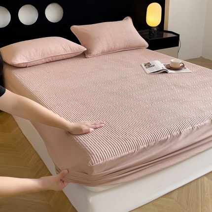 91家纺网 家纺一手货源 找家纺 （总）2025新款纯棉素色大床款夹棉床笠床盖--床笠