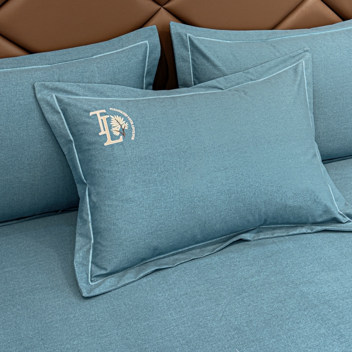 91家纺网 家纺一手货源 找家纺 U品汇 2024新品生态加厚长绒棉纯棉绣花全棉磨毛刺绣四件套宽边款直播 漫步梧桐-兰