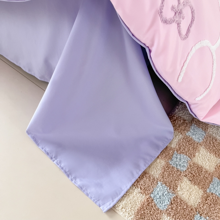 91家纺网 家纺一手货源 找家纺 言熙居家纺 2024新款加厚磨毛110克亲肤棉四件套 樱花粉+灰紫