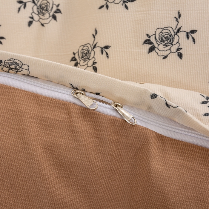 91家纺网 家纺一手货源 找家纺 梦莱斯 2024新款A类提花针织棉床盖四件套 蝶恋花咖