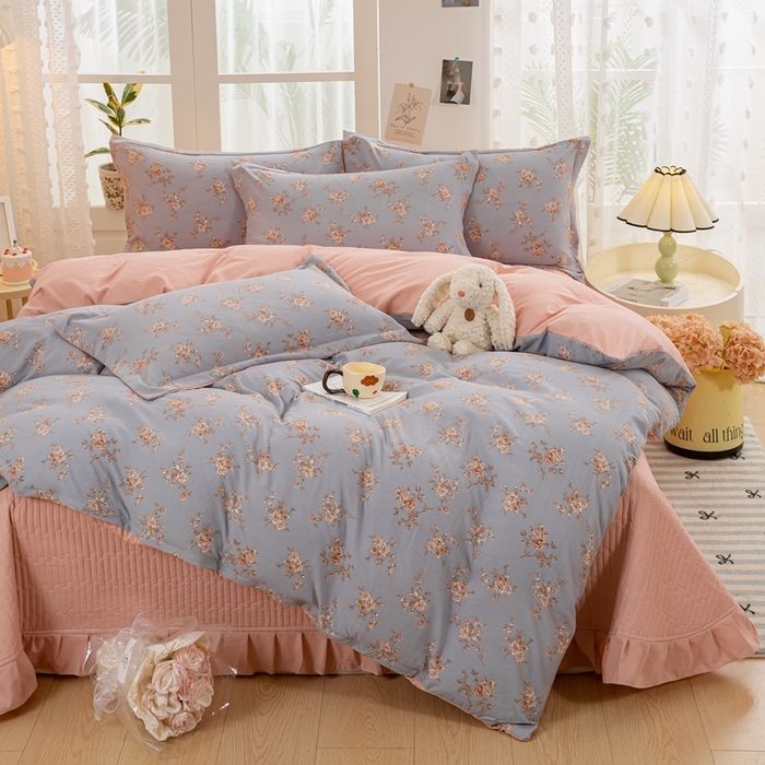 91家纺网 家纺一手货源 找家纺 梦莱斯 2024新款A类提花针织棉床盖四件套 芙蔓