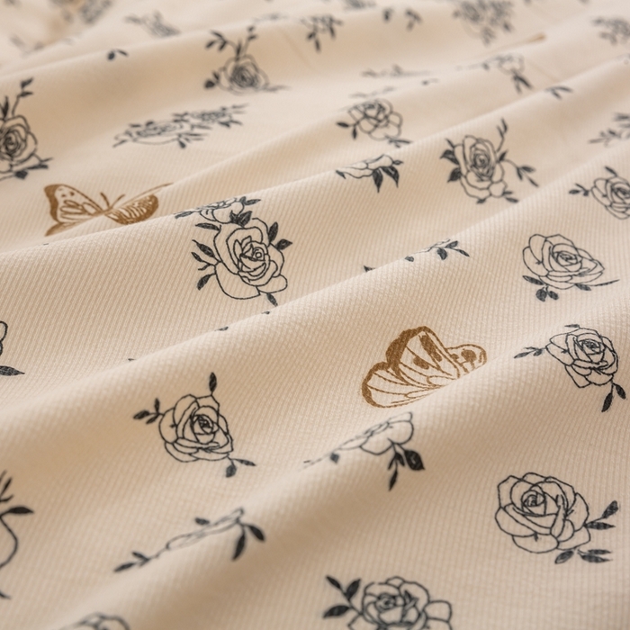 91家纺网 家纺一手货源 找家纺 梦莱斯 2024新款A类提花针织棉床盖四件套 蝶恋花咖