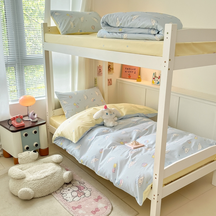 91家纺网 家纺一手货源 找家纺 2024新款三丽鸥授权全棉少女印花系列学生三件套四件套 棉三丽鸥-云朵大耳狗