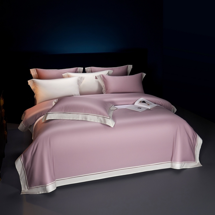 91家纺网 家纺一手货源 找家纺 缔缦 2024新款定织新布种S120高支高密长绒棉四件套全棉四件套黛安娜 熏衣紫