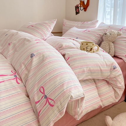 桃子家居 2024新款纯棉小清新卡通少女13372系列四件套 棉-梦幻蝴蝶结